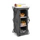 Folding camping storage cabinet with 3 shelves, waterproof oxford cloth, and spacious tabletop for outdoor activities.